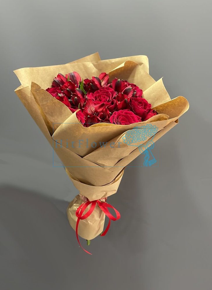 Букет цветов Гранатовый браслет Букет цветов из: Альстромерии и Розы